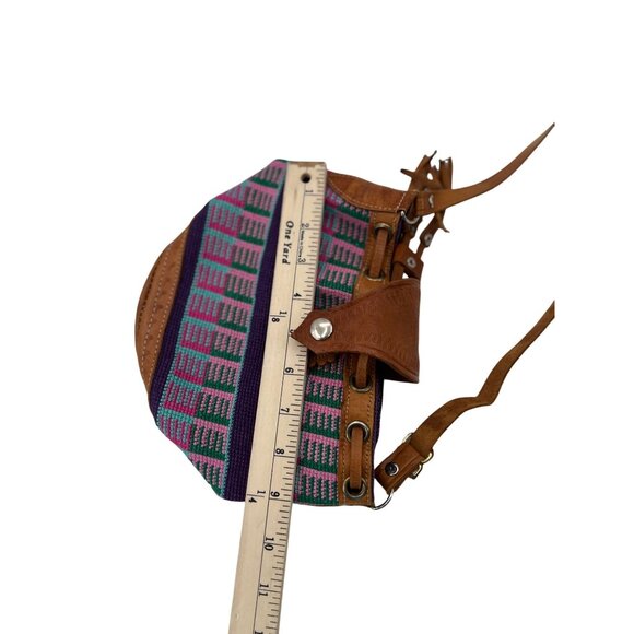 Handmade Boho Bucket Crossbody Bag With Leather Accents & Adjustable Strap - Picture 6 of 7